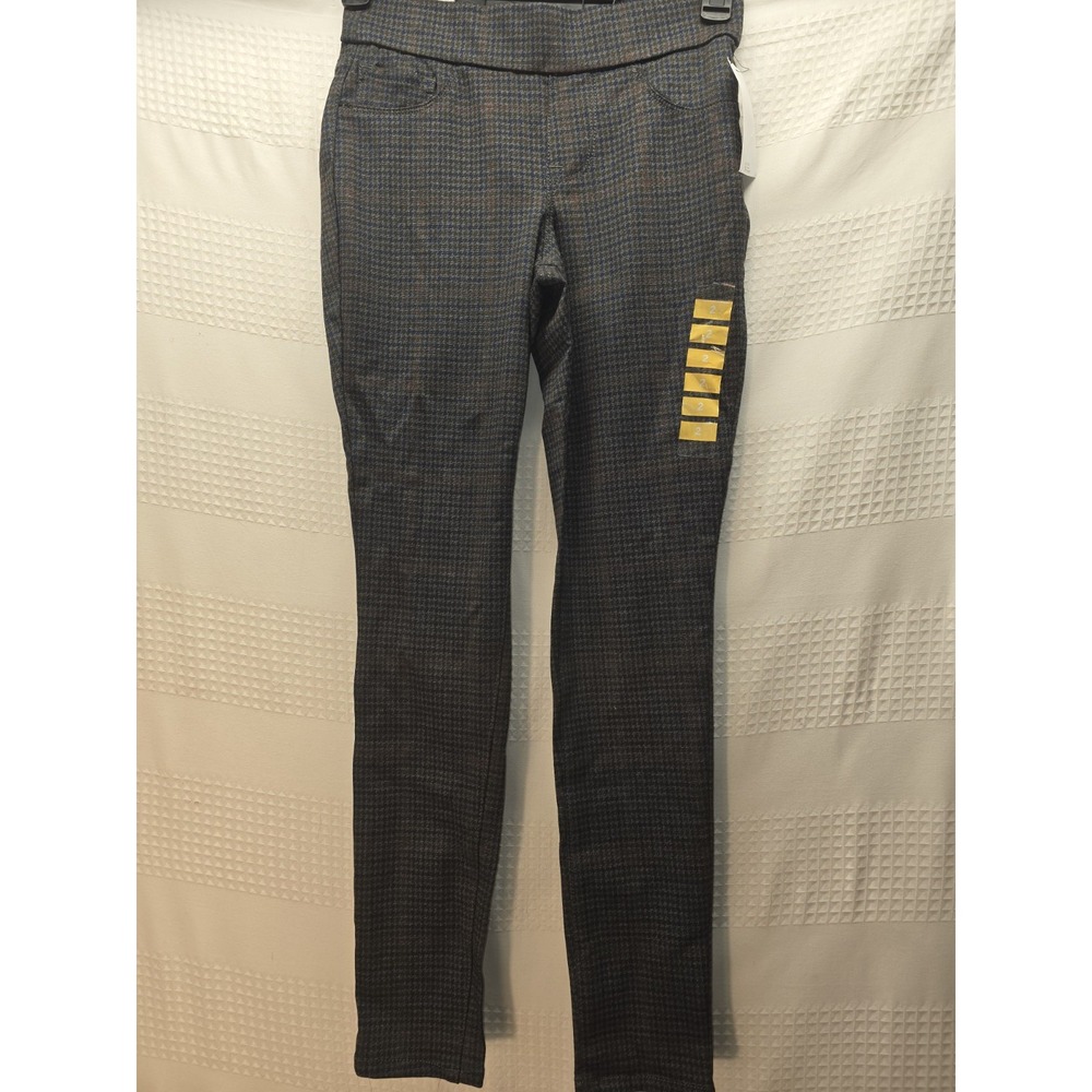 Nine West Heidi Pull On Skinny Pants Stripe Black Ponte Women Size 2